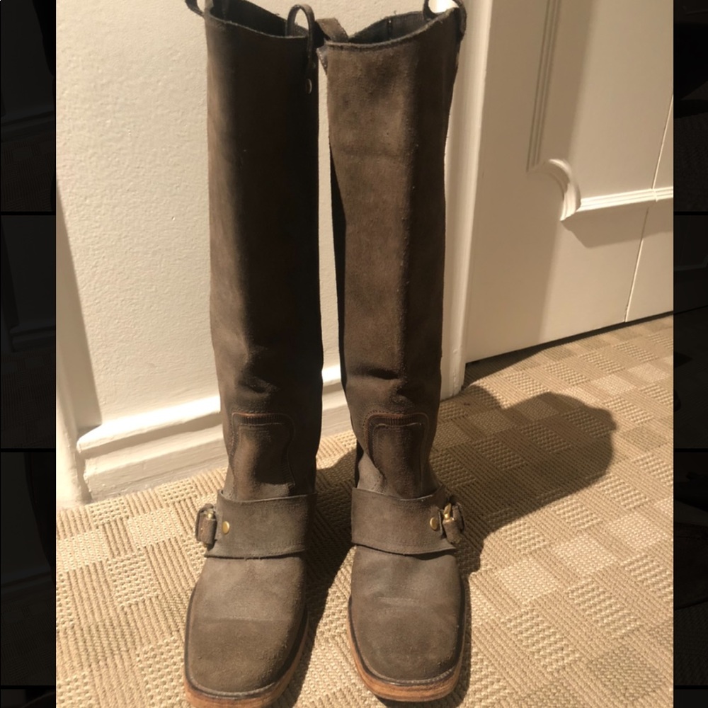 BOTTEGA VENETA Suede Khaki High Leather Boots